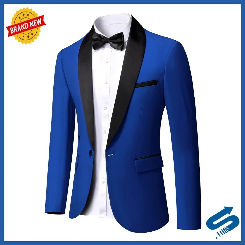 Men's Slim Fit Blazer Shawl Lapel Lightweight Wedding Party Business Casual